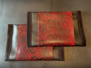 Red Black SnakeSkin Leather