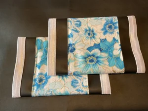 Blue White Flowers Blue Stitching