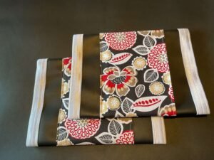Tan Black Red Flowers